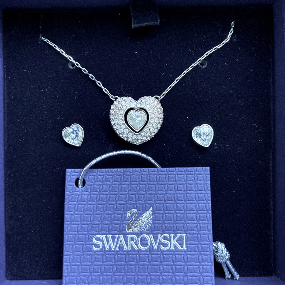 Swarovski Floating Heart Necklace and earrings set.